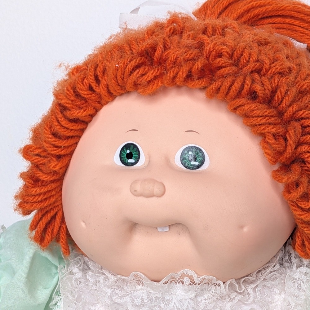 Vintage Cabbage Patch Kids Doll Red Hair Green Eyes Mint Green Dress 1982 - Picture 2 of 16